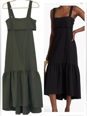 Theory Olive Linen Blend Midi Dress Size M